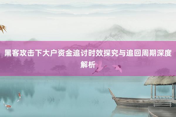 黑客攻击下大户资金追讨时效探究与追回周期深度解析
