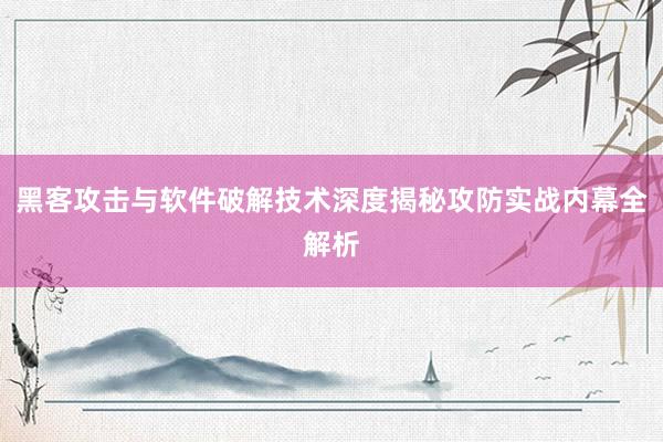 黑客攻击与软件破解技术深度揭秘攻防实战内幕全解析