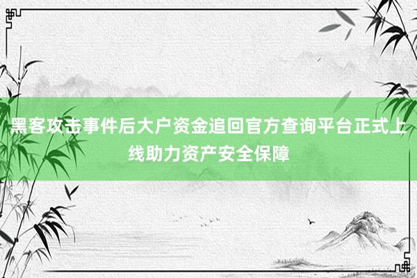 黑客攻击事件后大户资金追回官方查询平台正式上线助力资产安全保障