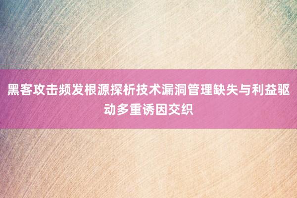 黑客攻击频发根源探析技术漏洞管理缺失与利益驱动多重诱因交织